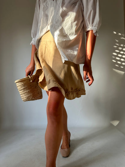 100% linen skirt with beads