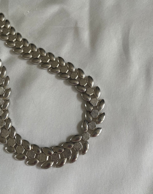 Collier foglie silvertone