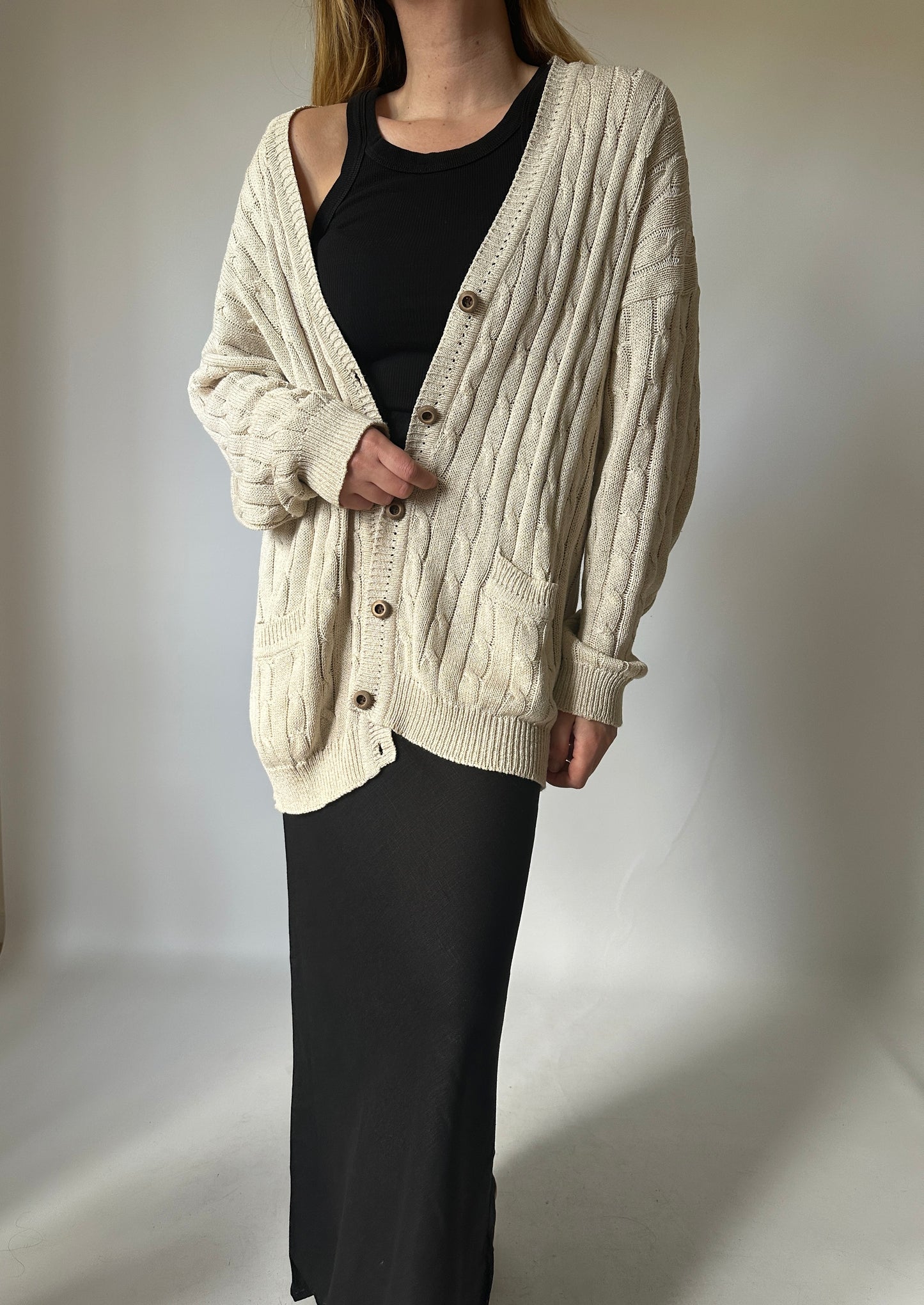 Maxi cardigan in filo di cotone