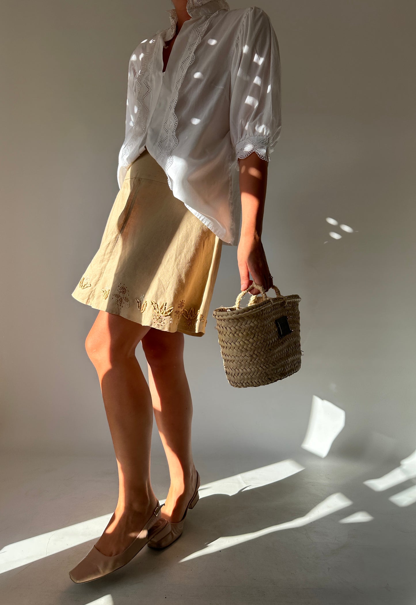 100% linen skirt with beads