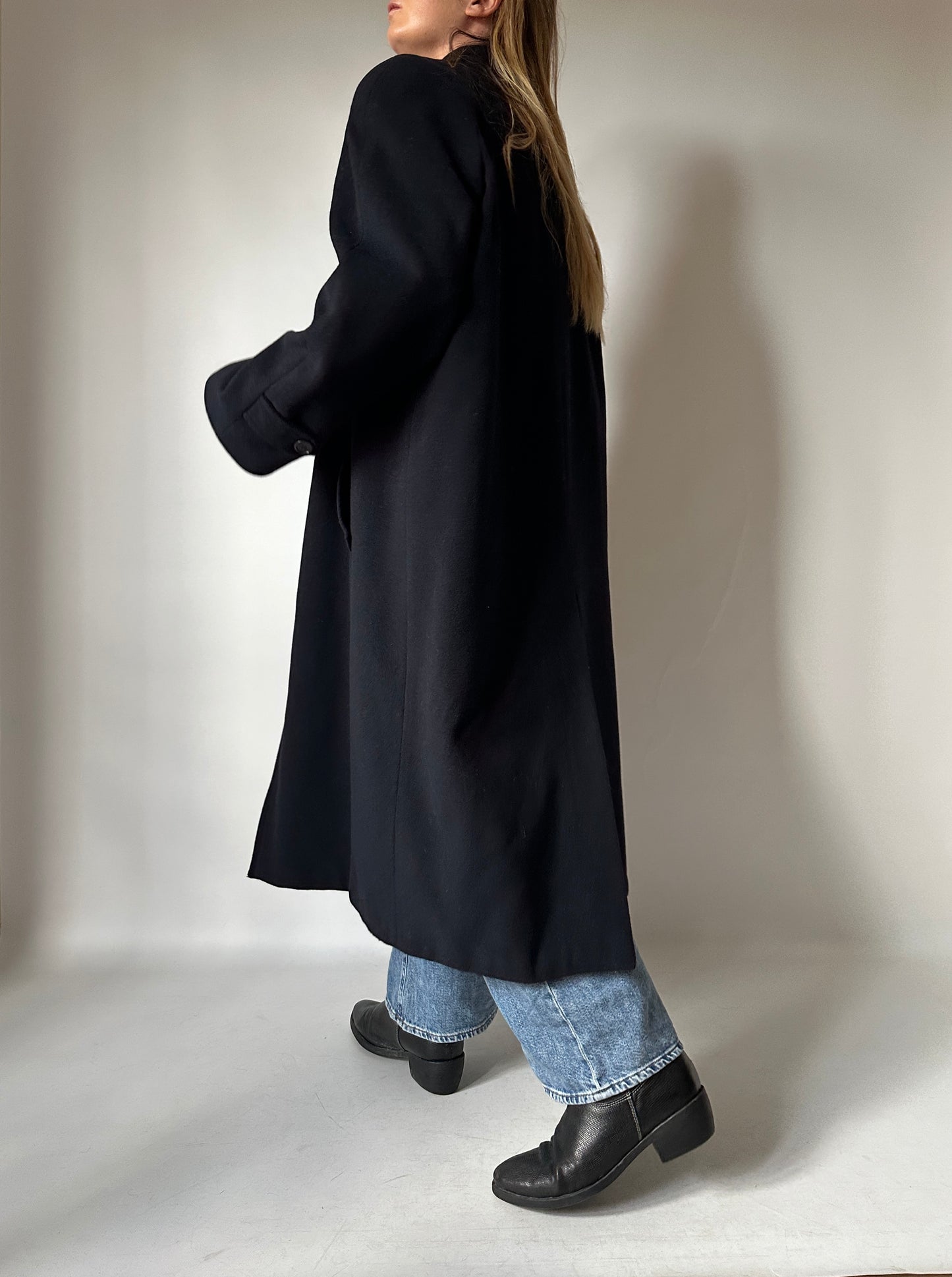 Oversize wool and cachemire navy coat