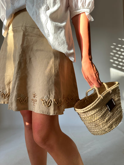 100% linen skirt with beads