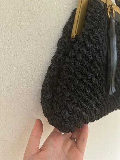 Unique 70s raffia bag