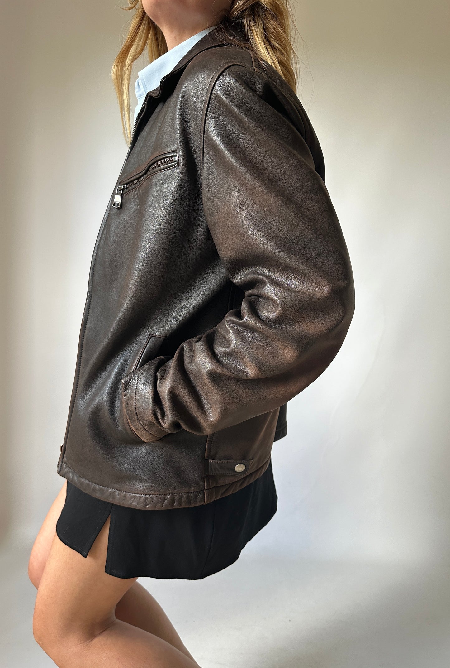 Rare distressed leather biker