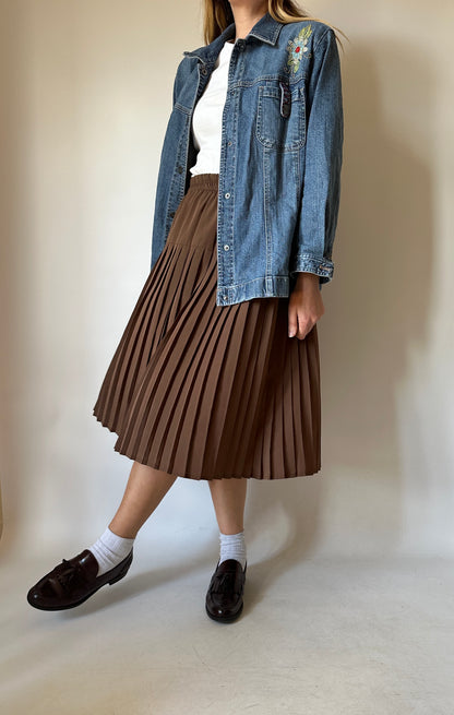 Silk blend pleated skirt