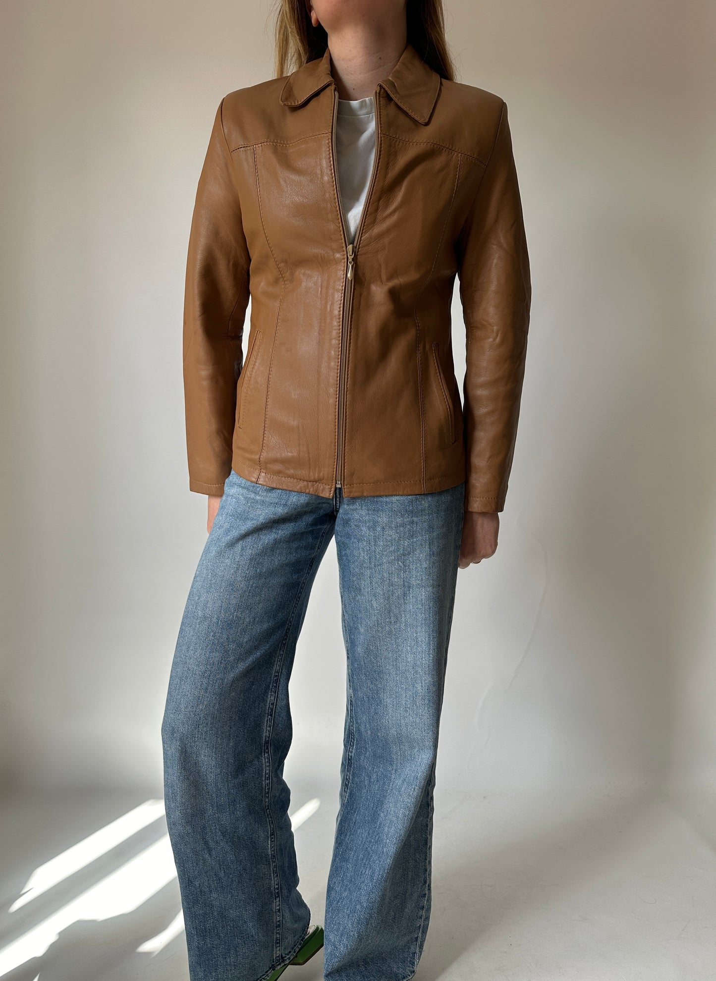 Soft camel leather jacket