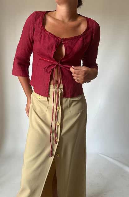 Burgundy linen top