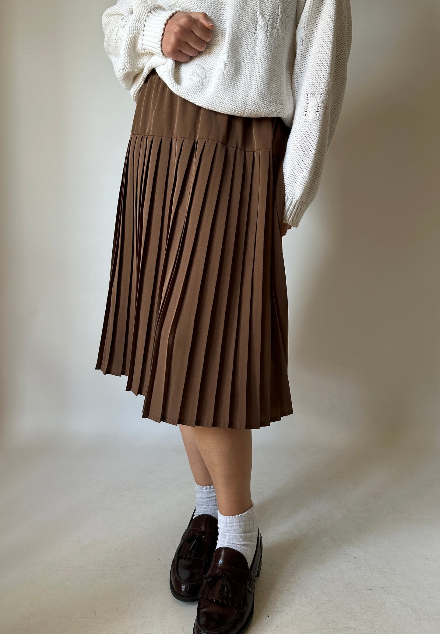 Silk blend pleated skirt