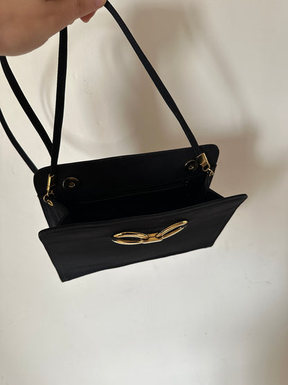 Black satin pochette