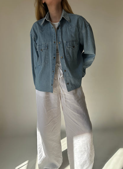 Wampum denim cropped shirt