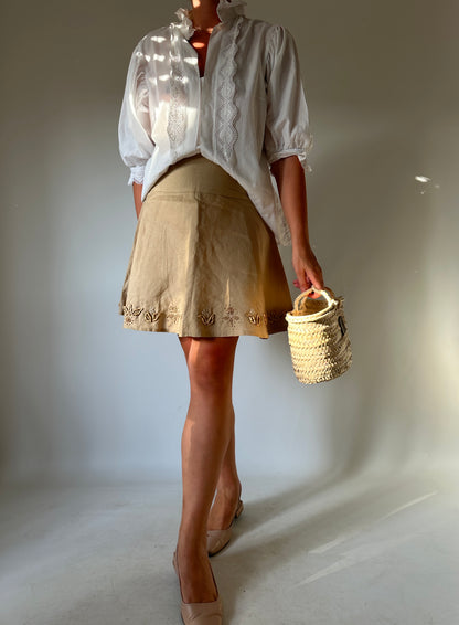 100% linen skirt with beads