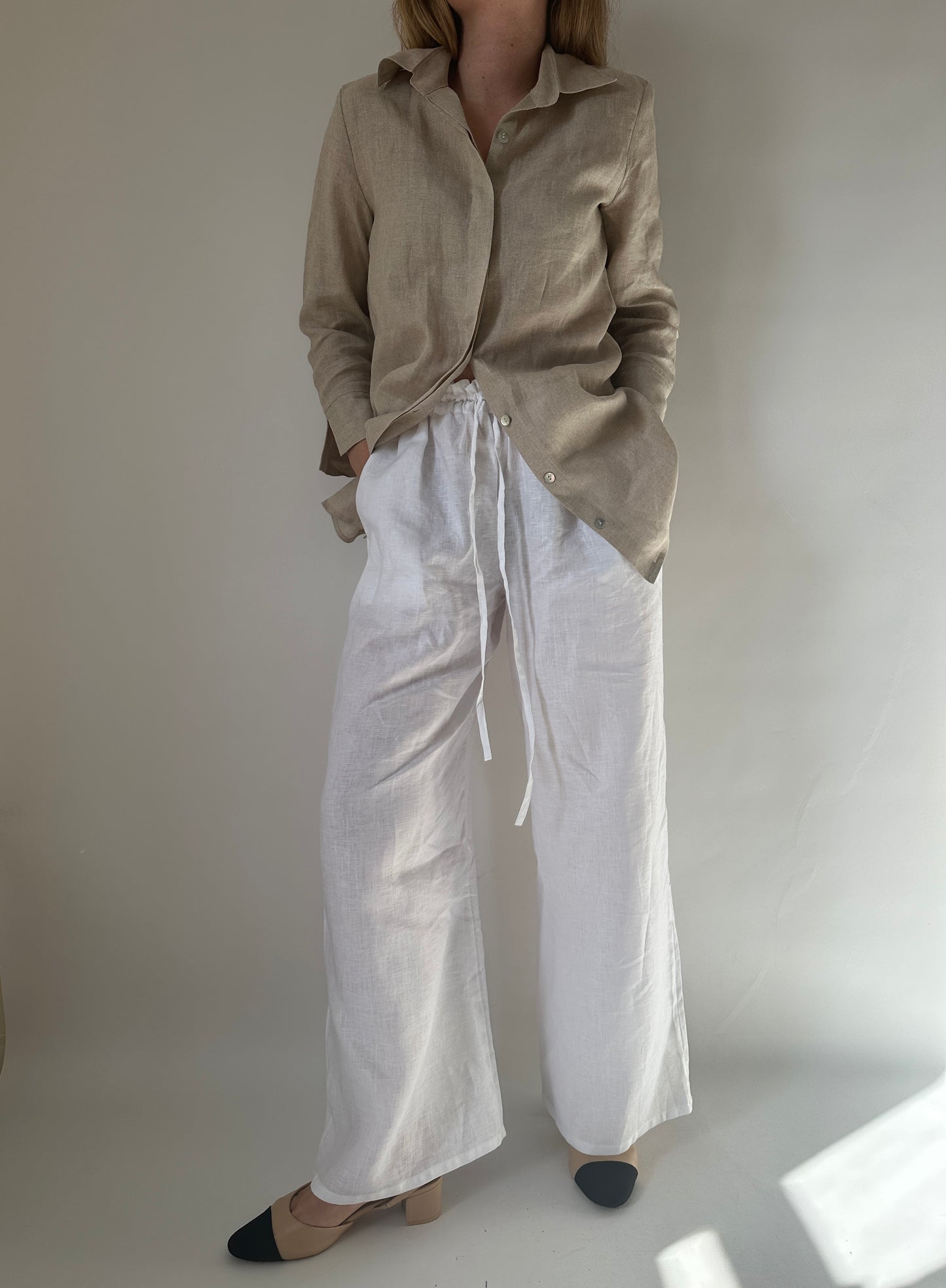 Pantalone Matilde sartoriale in lino - bianco