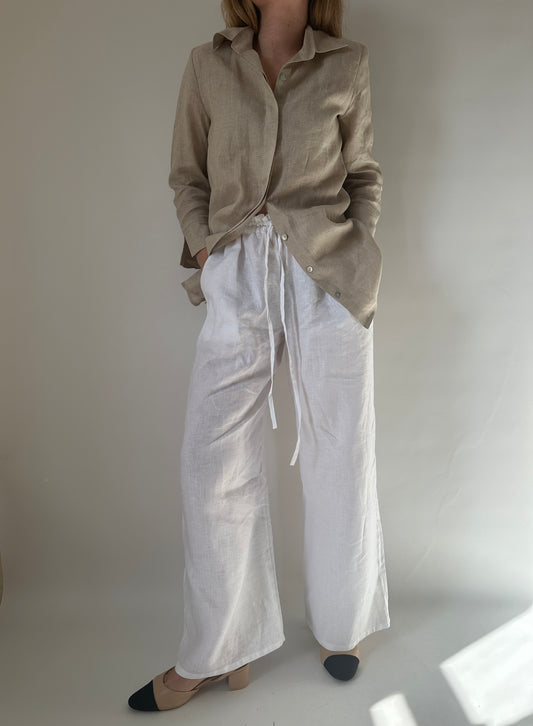 Pantalone Matilde in lino - bianco