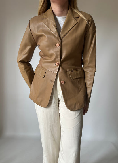 Camel soft leather blazer