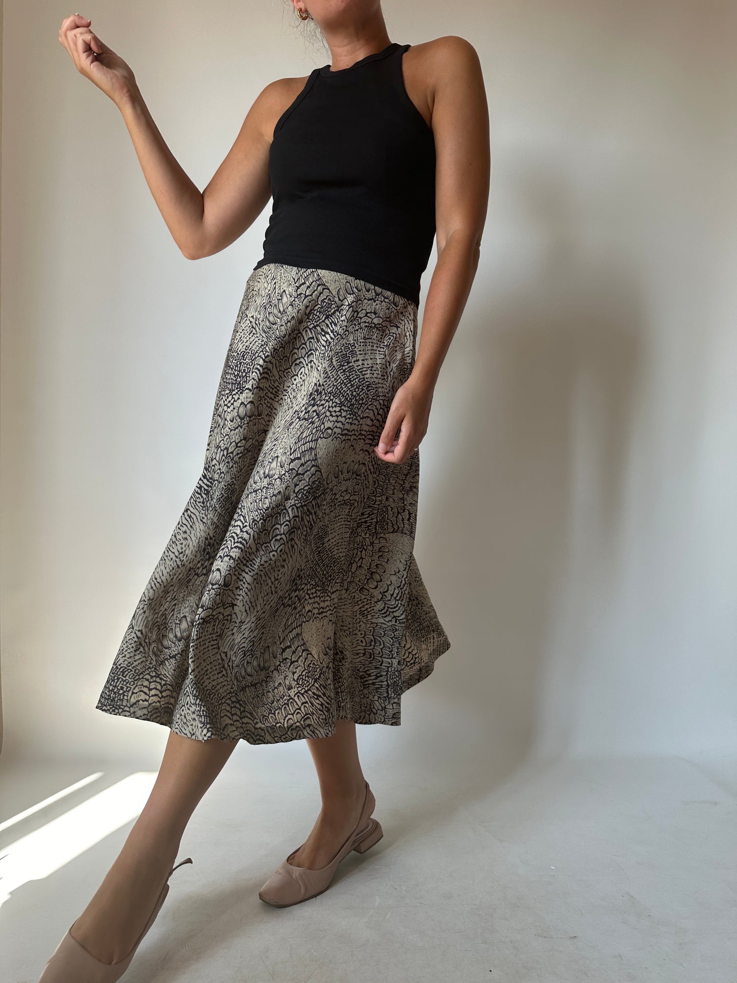 Silk blend animalier skirt