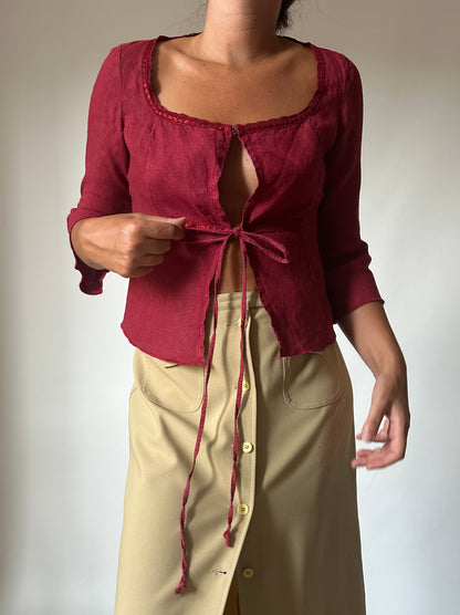 Burgundy linen top