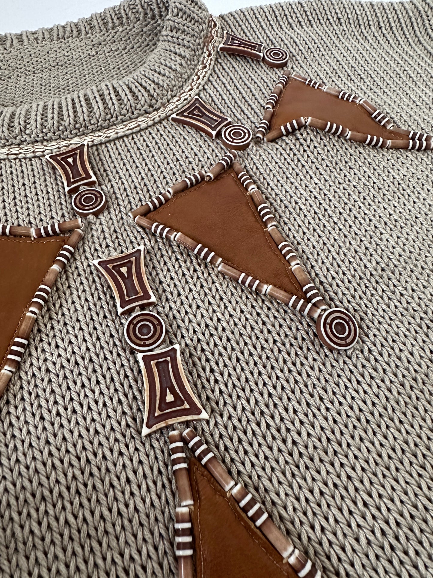 Handmade beaded cotton pullover
