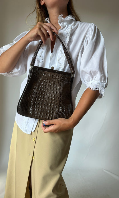 Croco leather unique bag