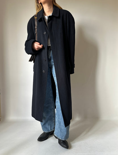 Oversize wool and cachemire navy coat