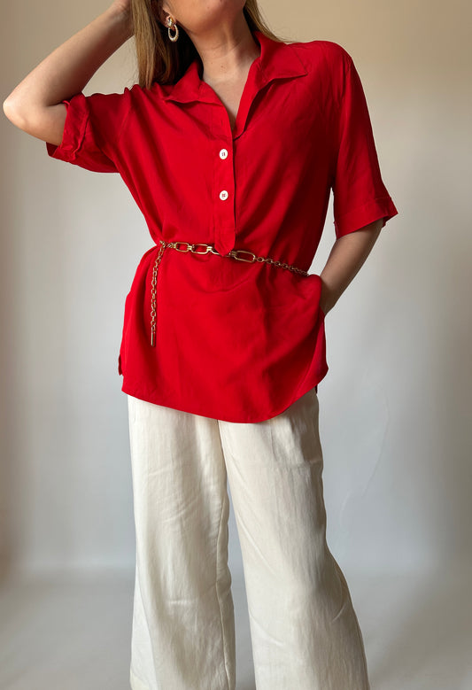 Krizia red silk shirt