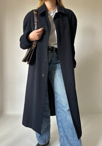 Oversize wool and cachemire navy coat