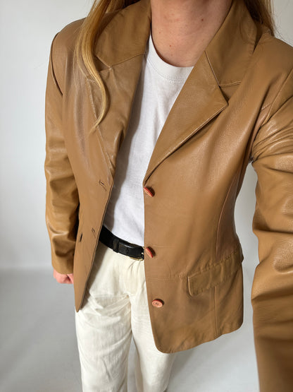 Camel soft leather blazer