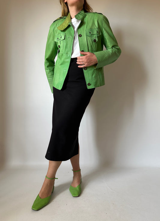 Lime cool real leather jacket