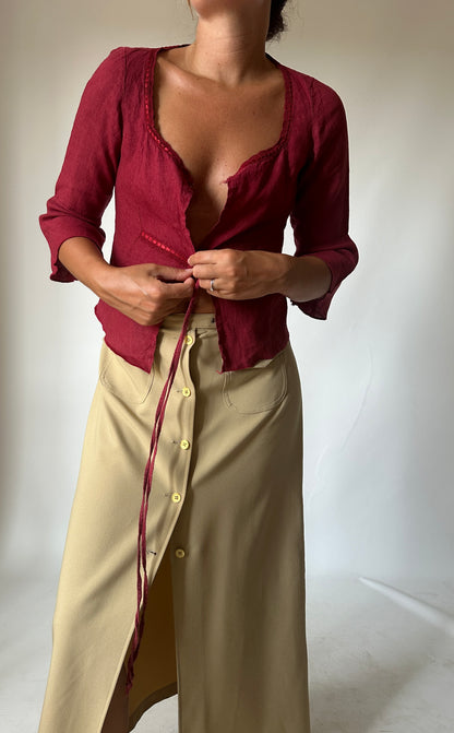 Burgundy linen top