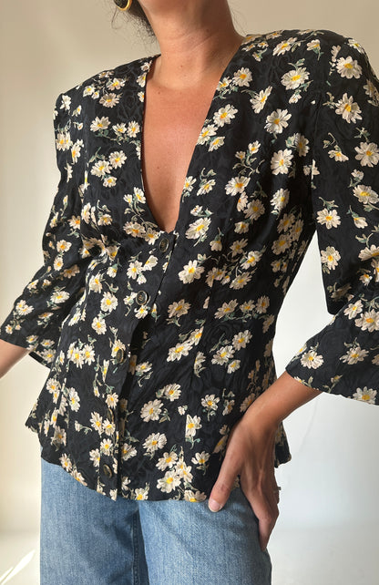 Camicia in pura seta floreale