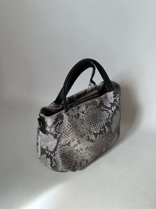 Black and white phyton handbag