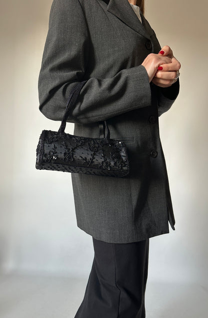 Black bleaded mini bag