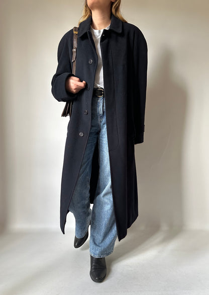 Oversize wool and cachemire navy coat