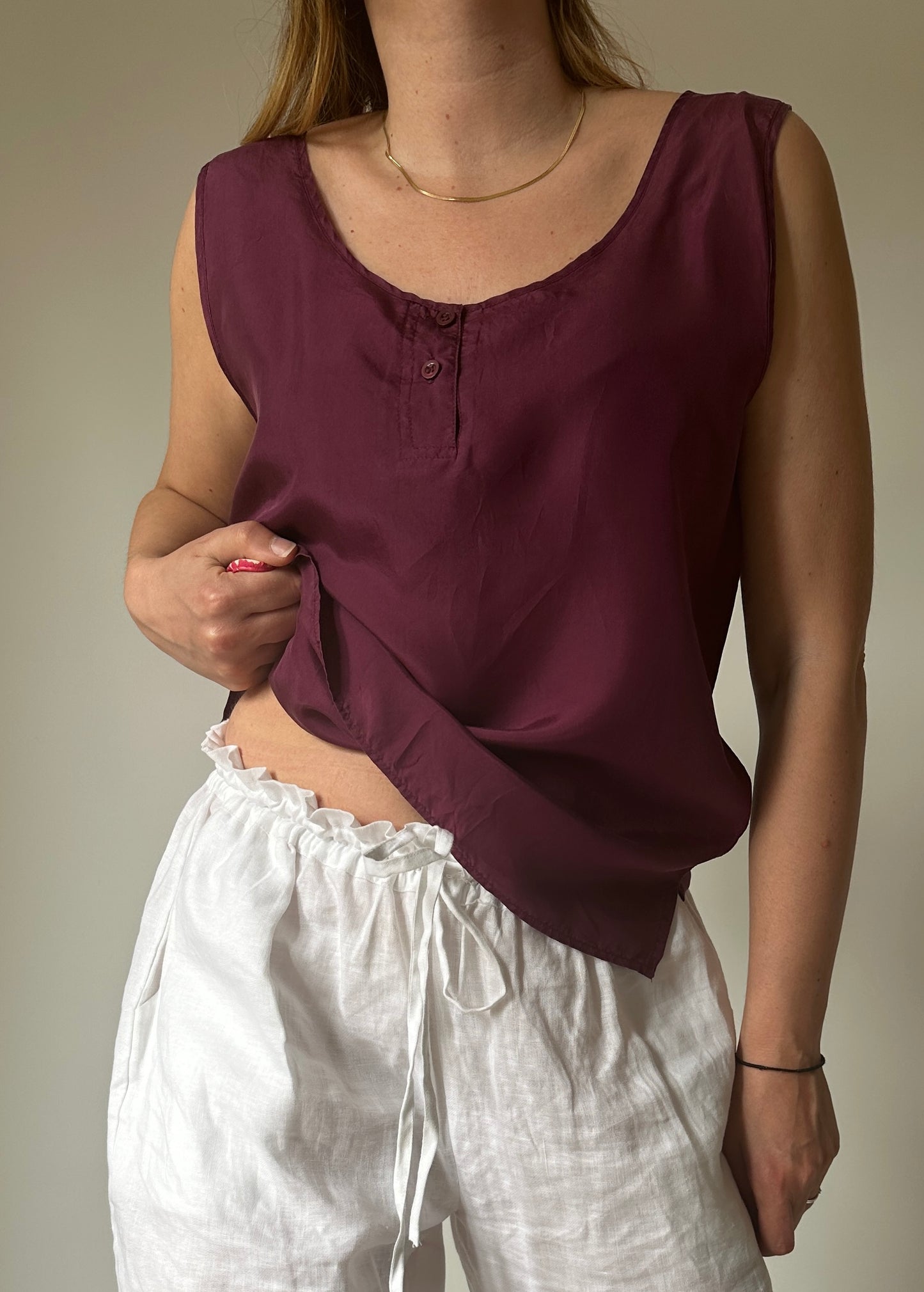 Burgundy 100% silk top