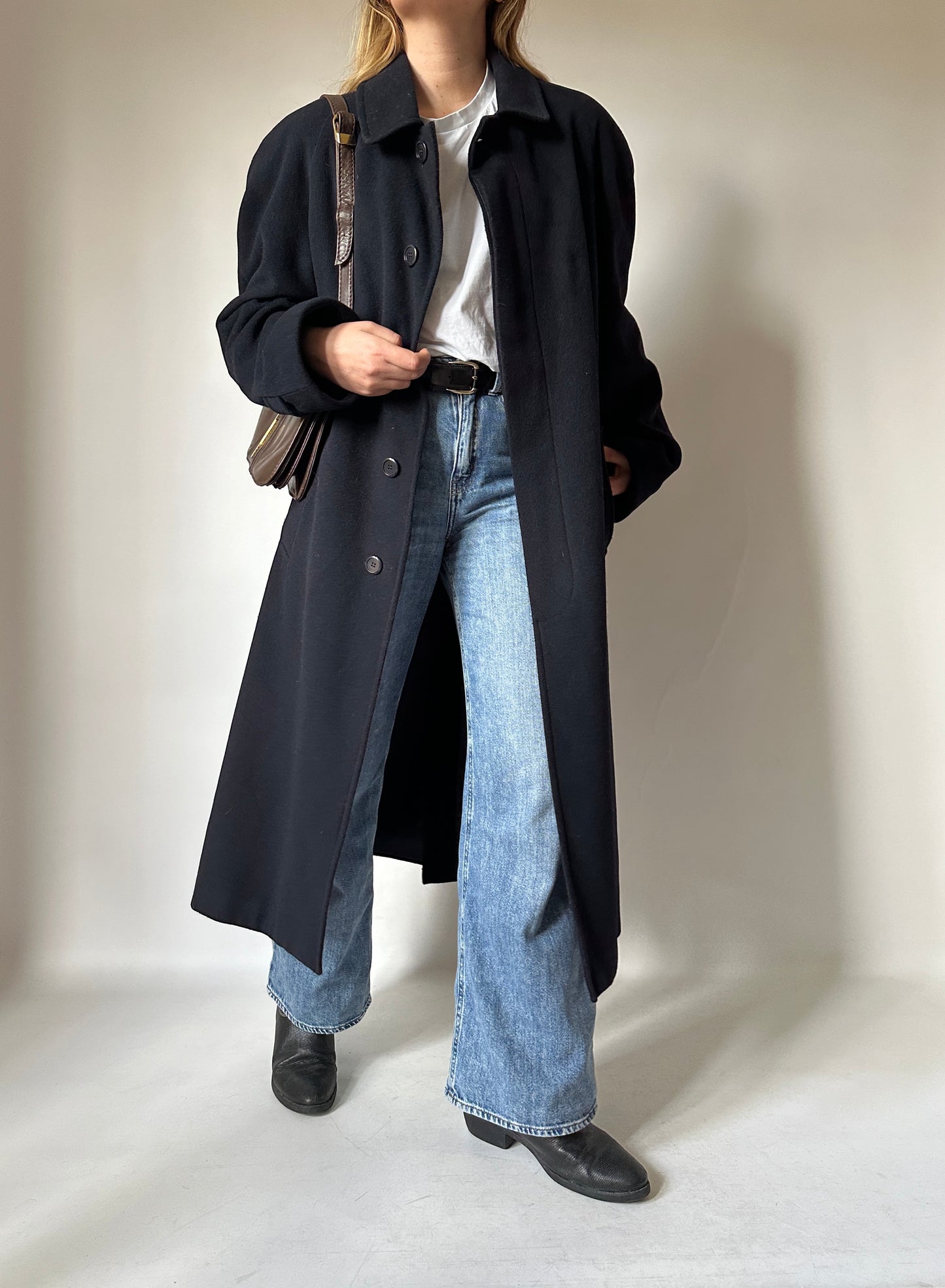 Oversize wool and cachemire navy coat