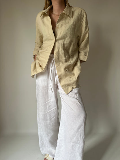 Sand linen blend shirt