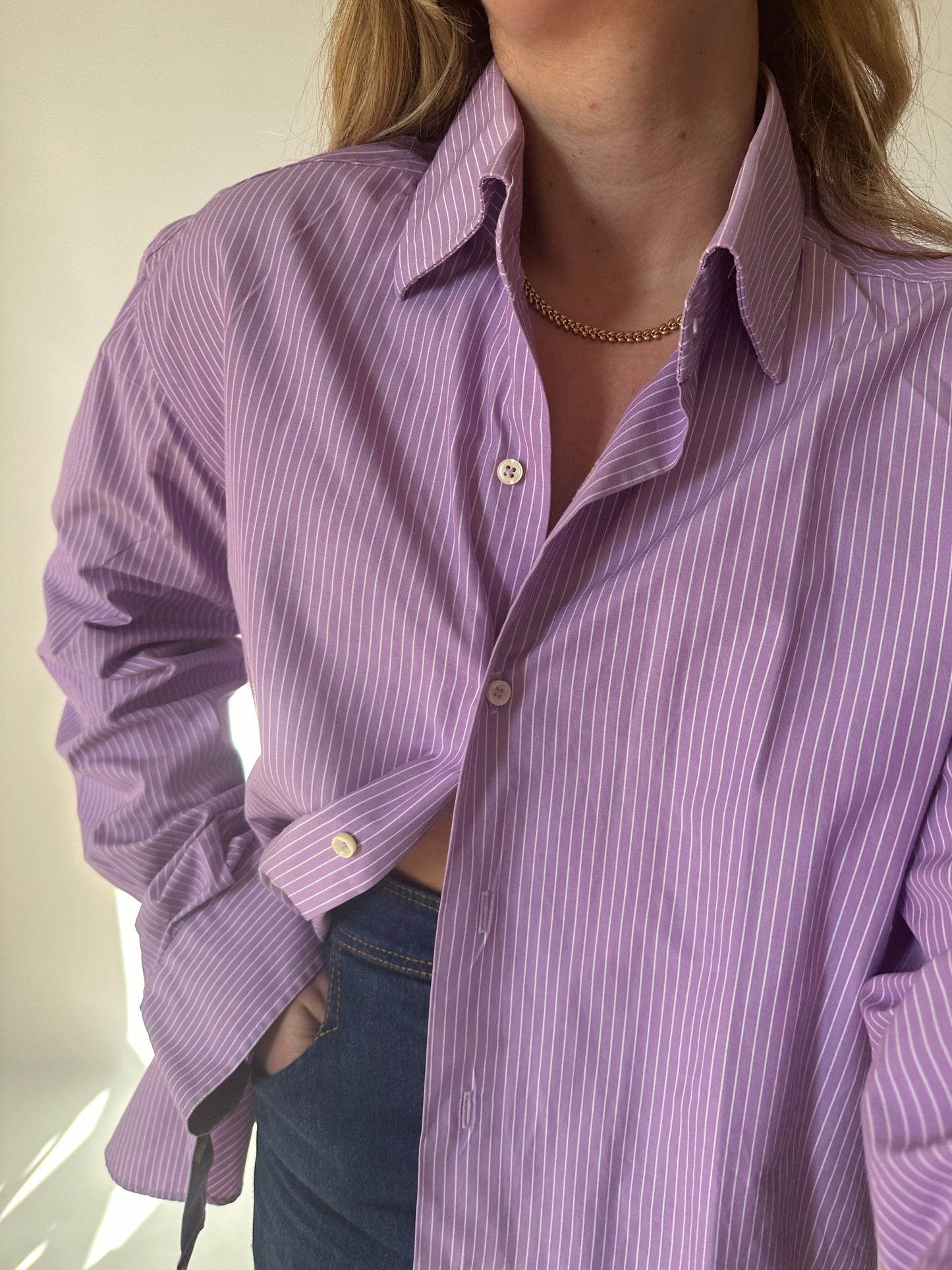 Genderless lilac striped shirt