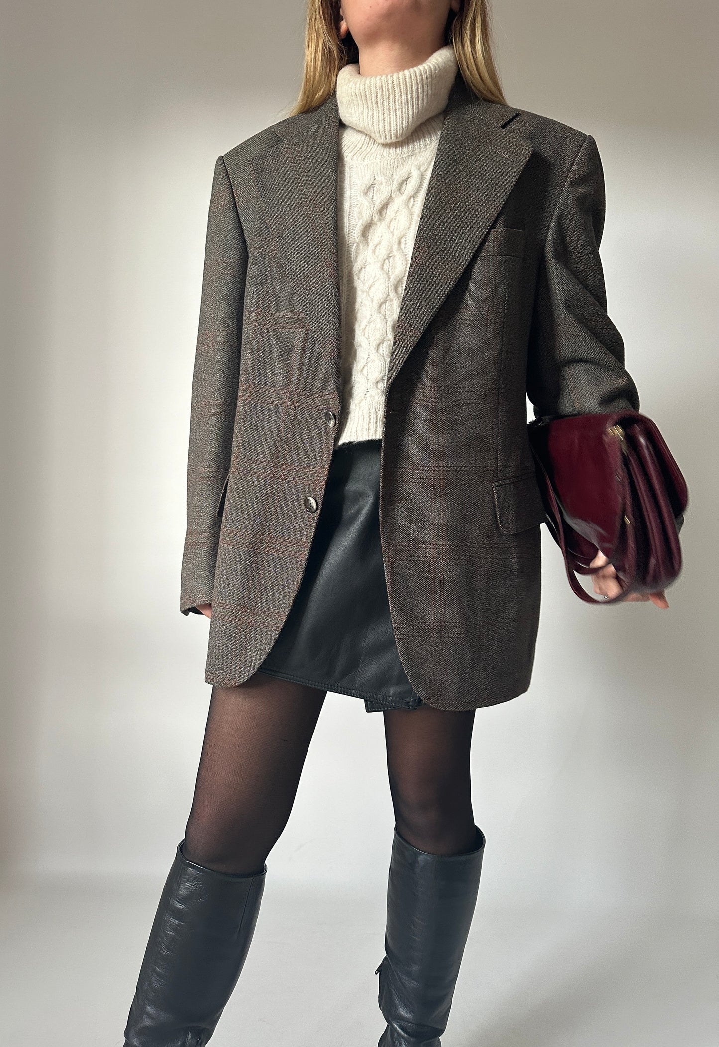 Wool and Trevira oversize blazer