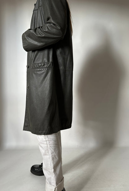 Leather soft trench coat