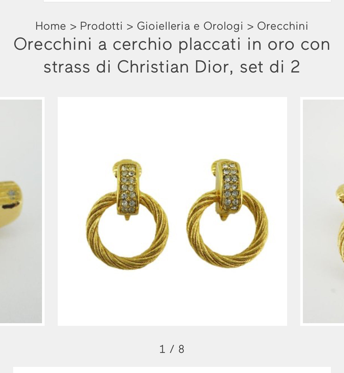 Orecchini cerchi oro con strass