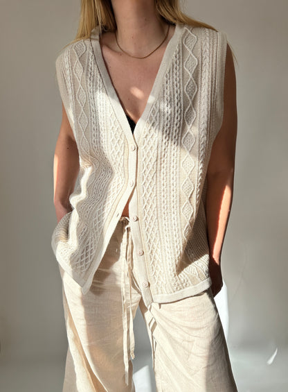 Gilet beige ricamato