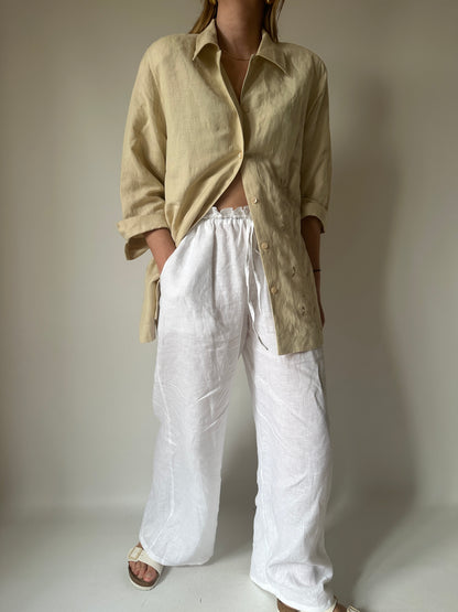 Sand linen blend shirt