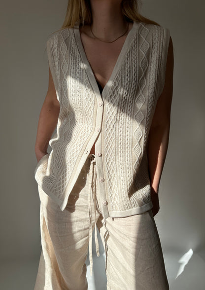 Gilet beige ricamato