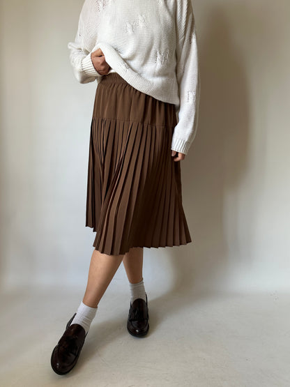 Silk blend pleated skirt