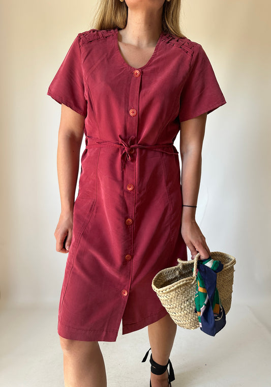 Magenta silk dress