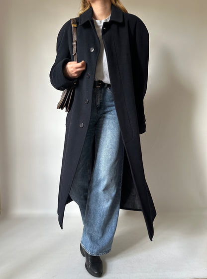 Oversize wool and cachemire navy coat