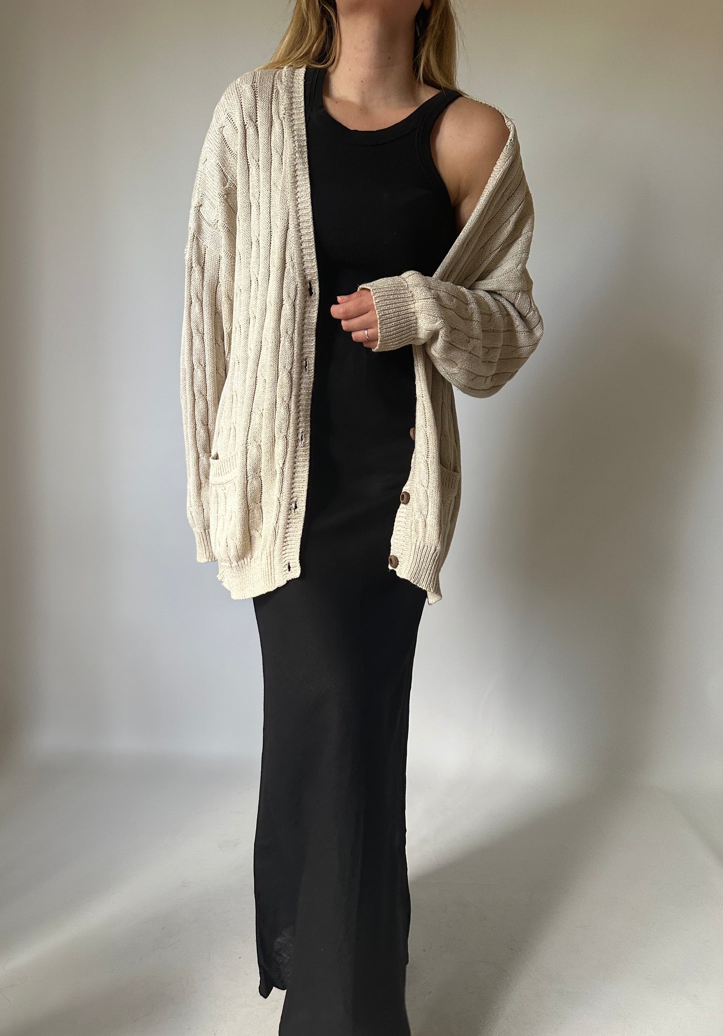 Maxi cardigan in filo di cotone