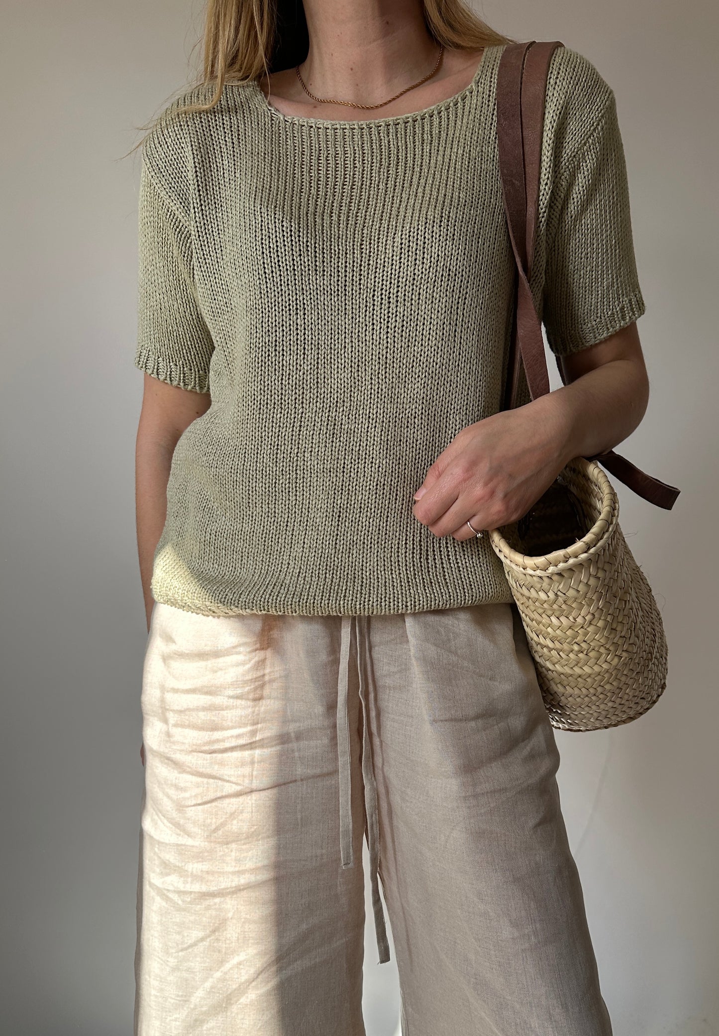 Green cotton sweater