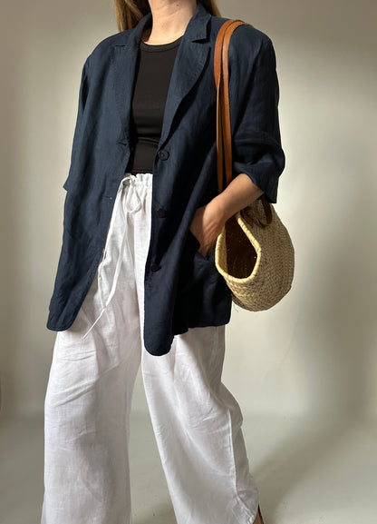 100% linen navy blazer