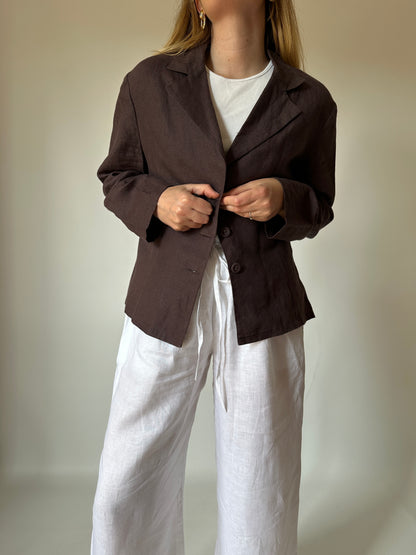 100% linen chocolate blazer