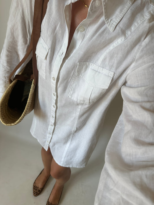 Essential white linen shirt-dress